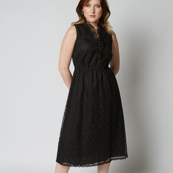 Party Time Fashions Vintage NWT Black Lace Dress - Picture 2 of 6